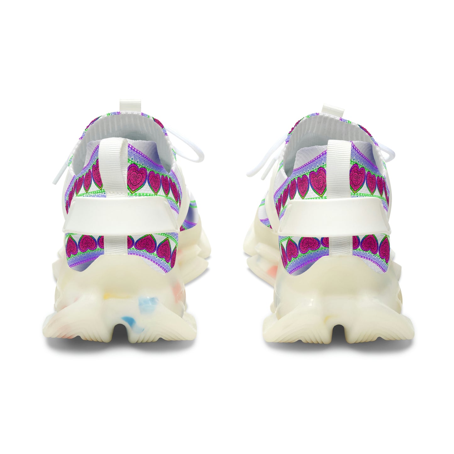 Women's Daddy's Angel Heavenly Heart White Mesh Athletic Sneakers