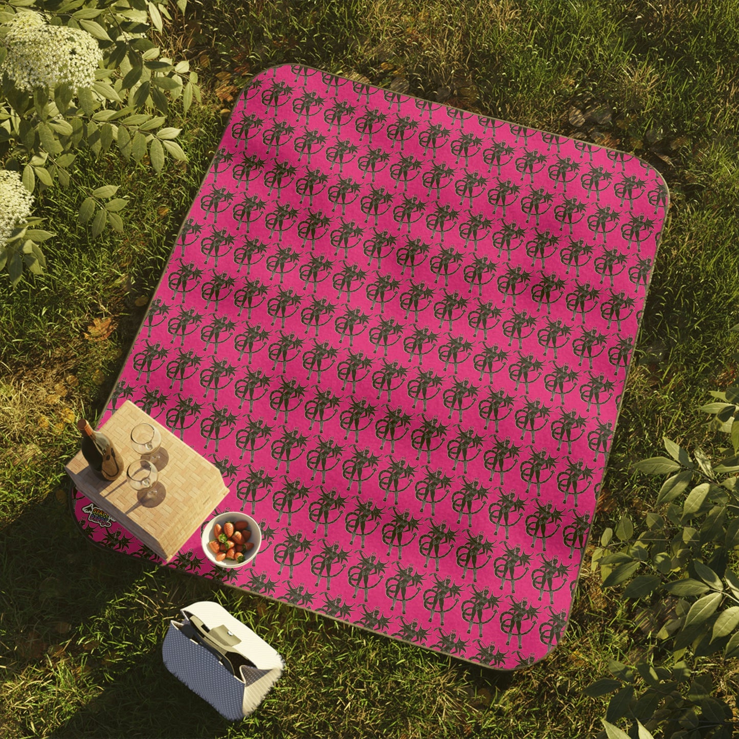 Space Daddy Naughty Angel Picnic Blanket 51 x 61 in