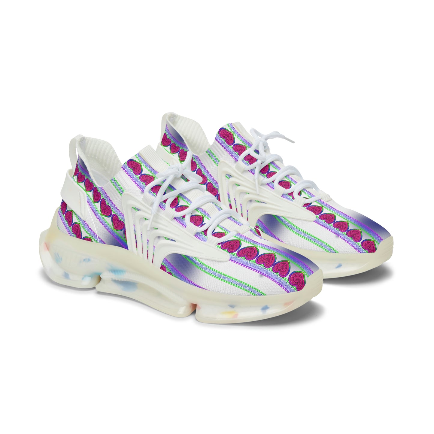 Women's Daddy's Angel Heavenly Heart White Mesh Athletic Sneakers