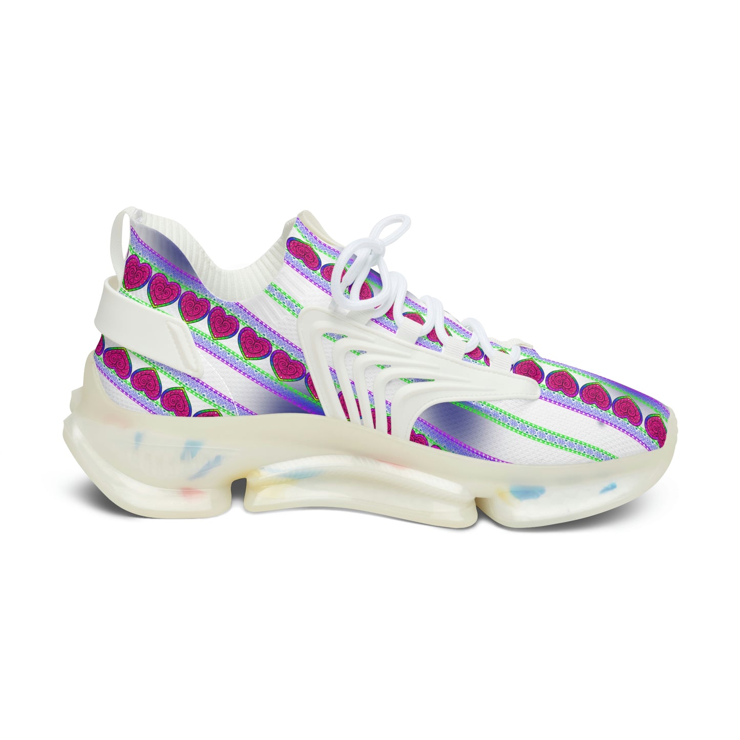 Women's Daddy's Angel Heavenly Heart White Mesh Athletic Sneakers
