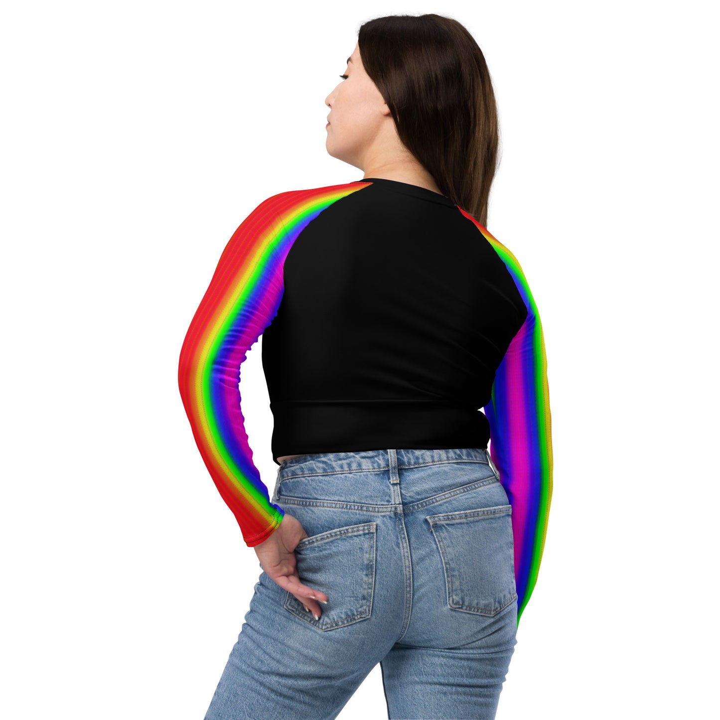 Space Daddy Women's Rainbow Angel Long Sleeve Recycled Crop Top