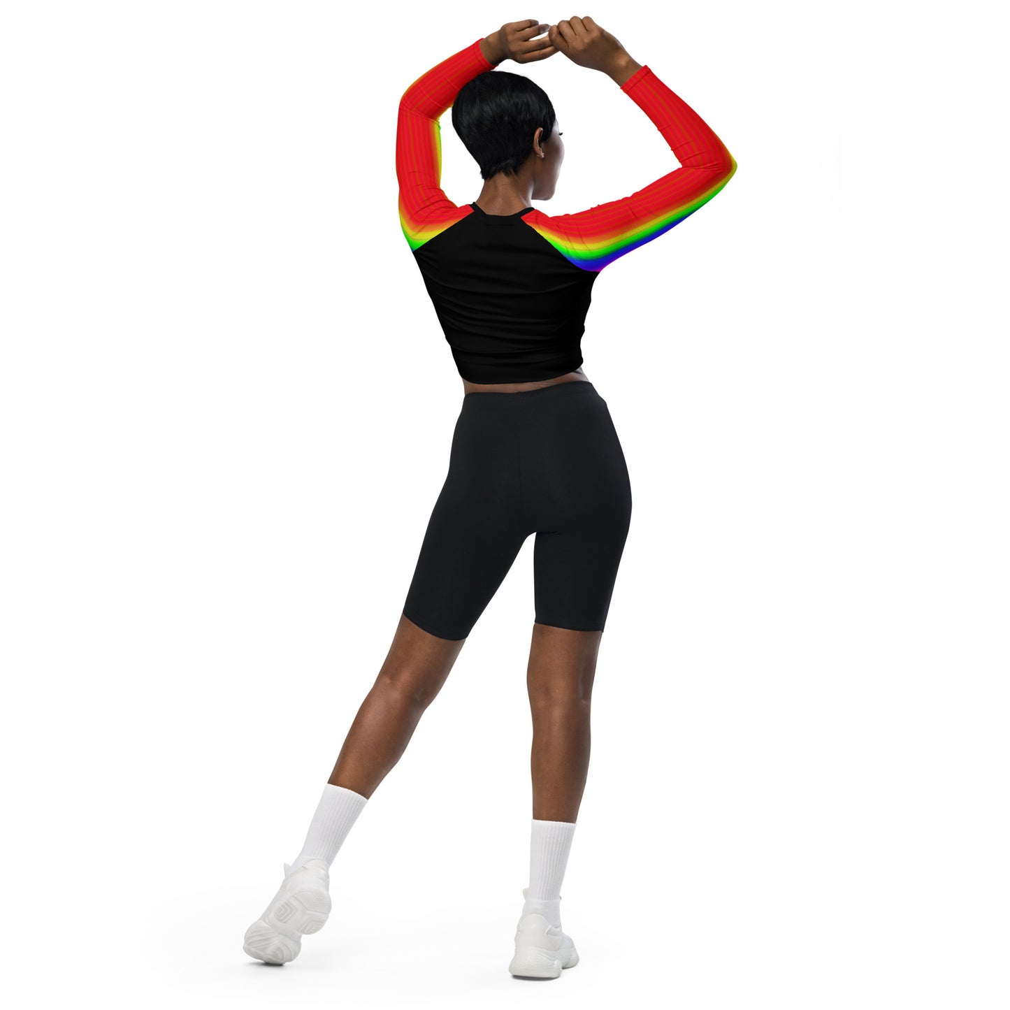 Space Daddy Women's Rainbow Angel Long Sleeve Recycled Crop Top