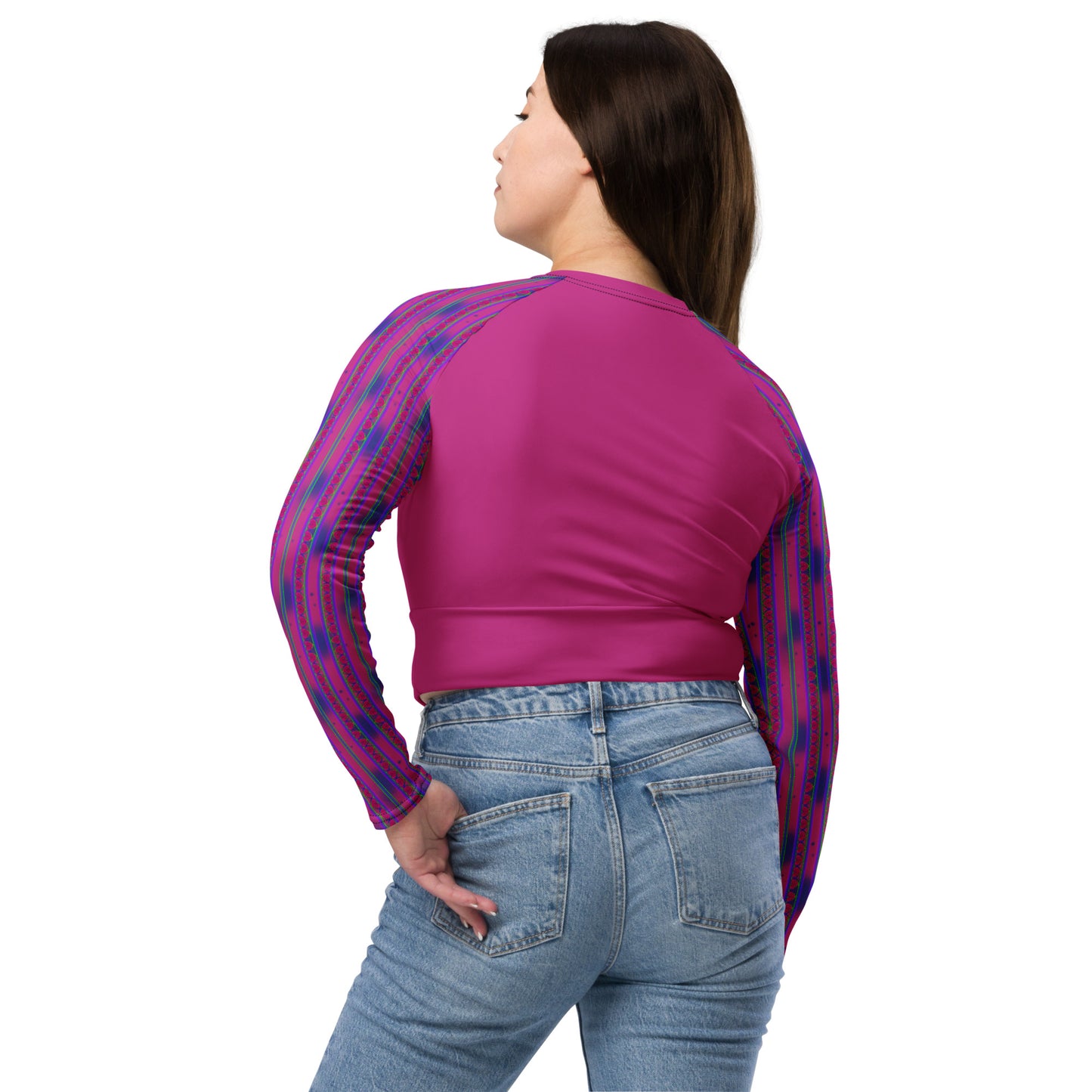 Space Daddy Women's Heart Lace Long Sleeve Recycled Crop Top