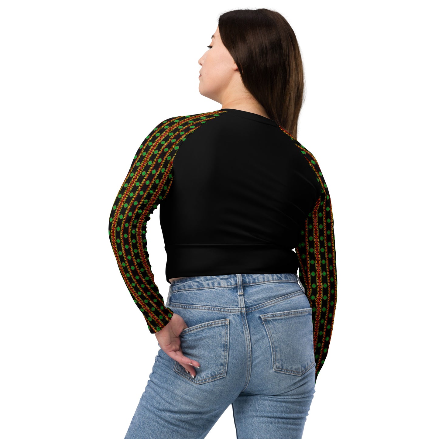 Space Daddy Women's Twilight Emerald Recycled Long Sleeve Crop Top