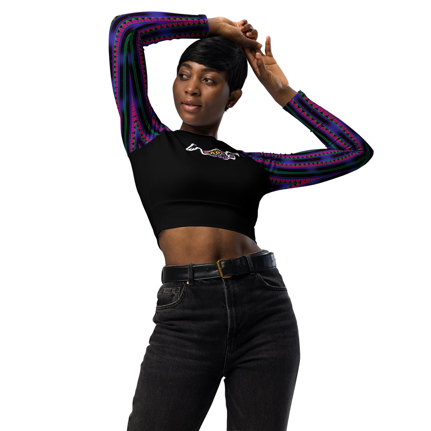Space Daddy Women's Dark Heart Recycled Long Sleeve Crop Top