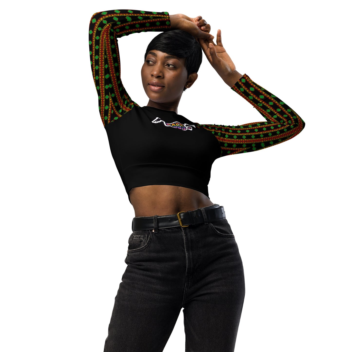 Space Daddy Women's Twilight Emerald Recycled Long Sleeve Crop Top