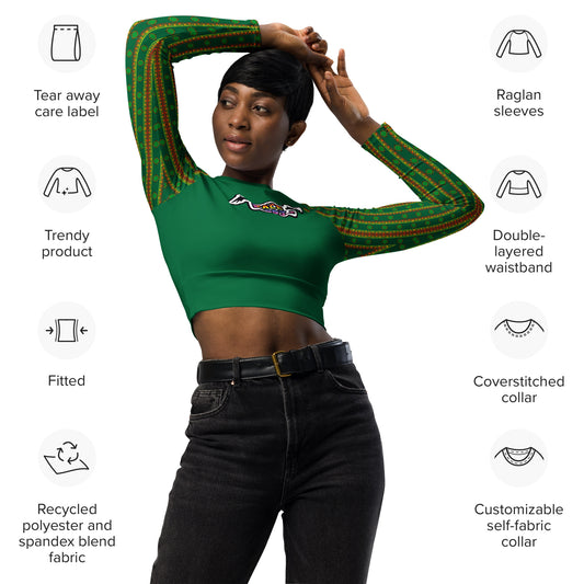 Space Daddy Women's Alien Emerald Recycled Long Sleeve Crop Top
