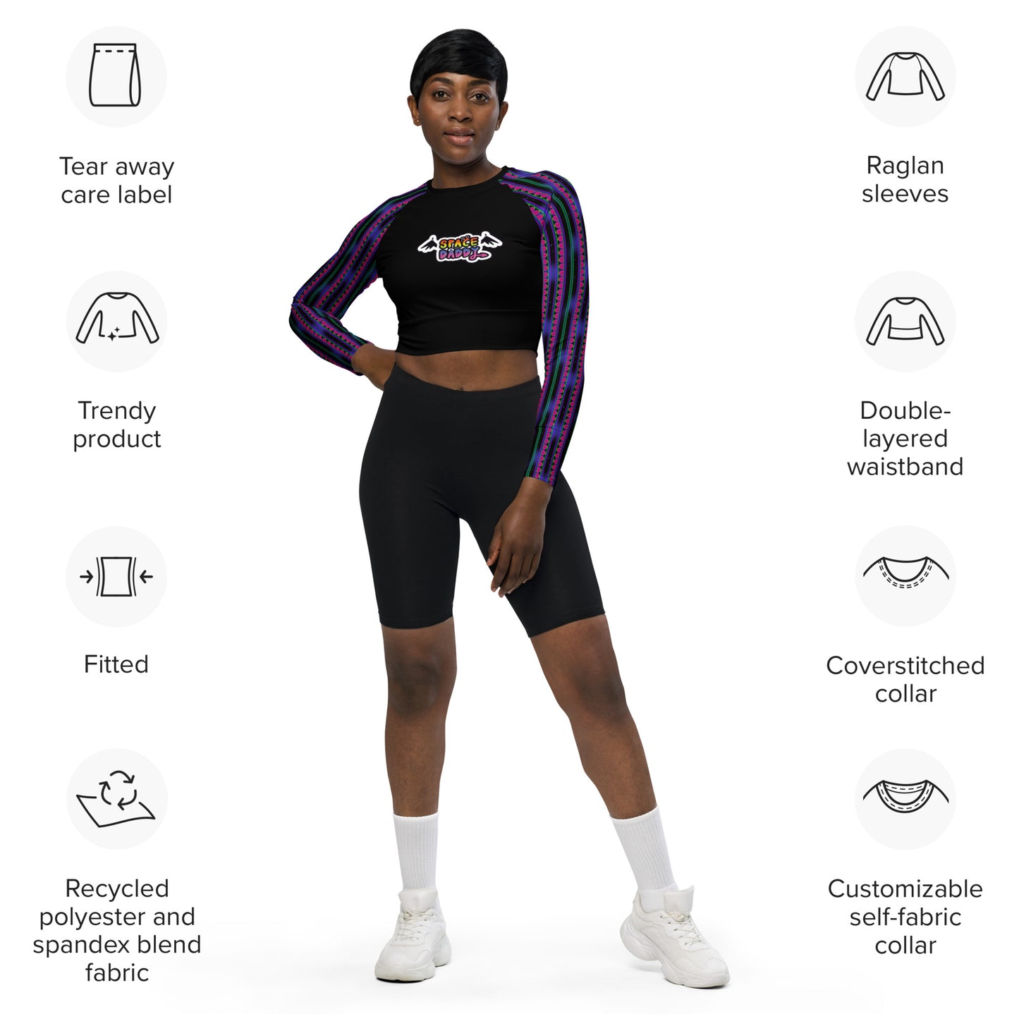 Space Daddy Women's Dark Heart Recycled Long Sleeve Crop Top