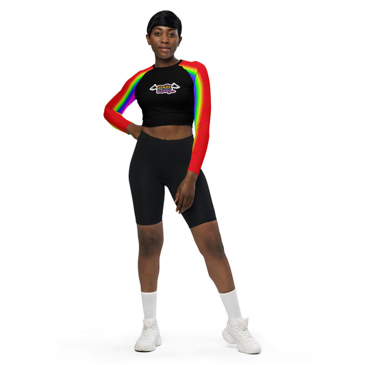 Space Daddy Women's Rainbow Angel Long Sleeve Recycled Crop Top