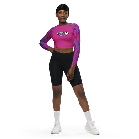 Space Daddy Women's Heart Lace Long Sleeve Recycled Crop Top