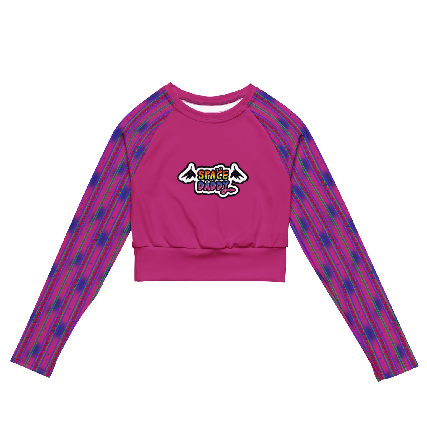 Space Daddy Women's Heart Lace Long Sleeve Recycled Crop Top