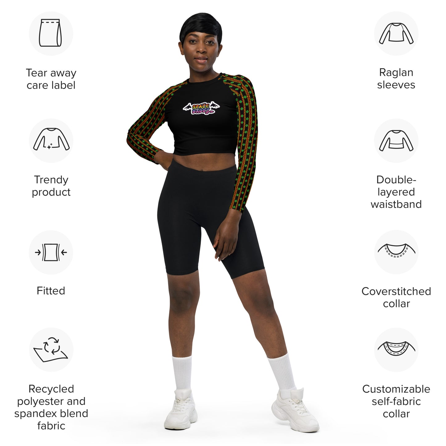 Space Daddy Women's Twilight Emerald Recycled Long Sleeve Crop Top