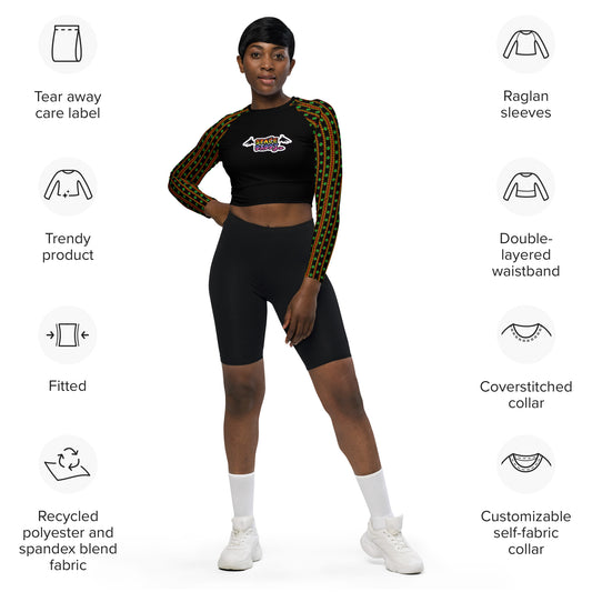 Space Daddy Women's Twilight Emerald Recycled Long Sleeve Crop Top