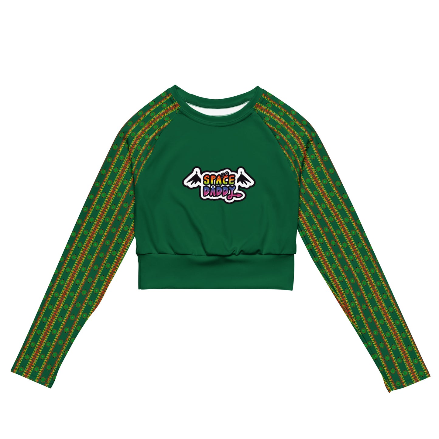 Space Daddy Women's Alien Emerald Recycled Long Sleeve Crop Top