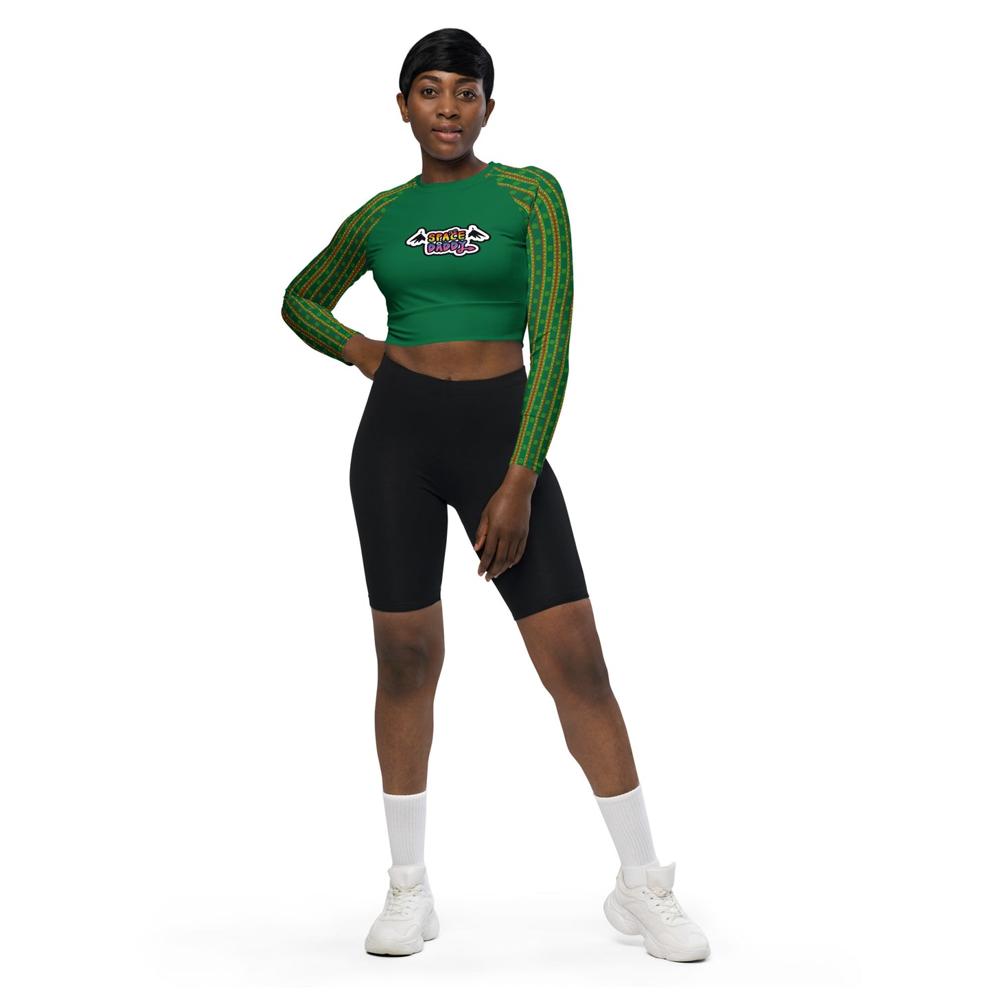Space Daddy Women's Alien Emerald Recycled Long Sleeve Crop Top
