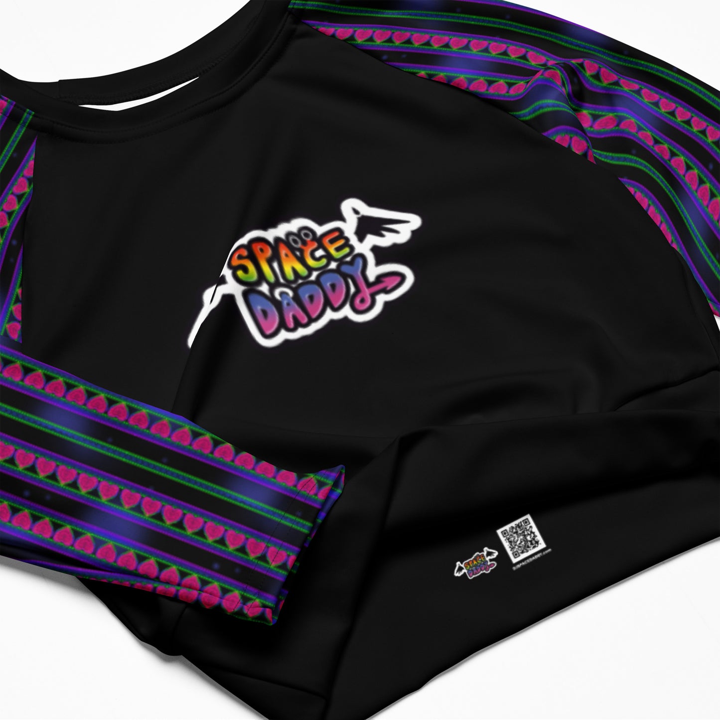 Space Daddy Women's Dark Heart Recycled Long Sleeve Crop Top