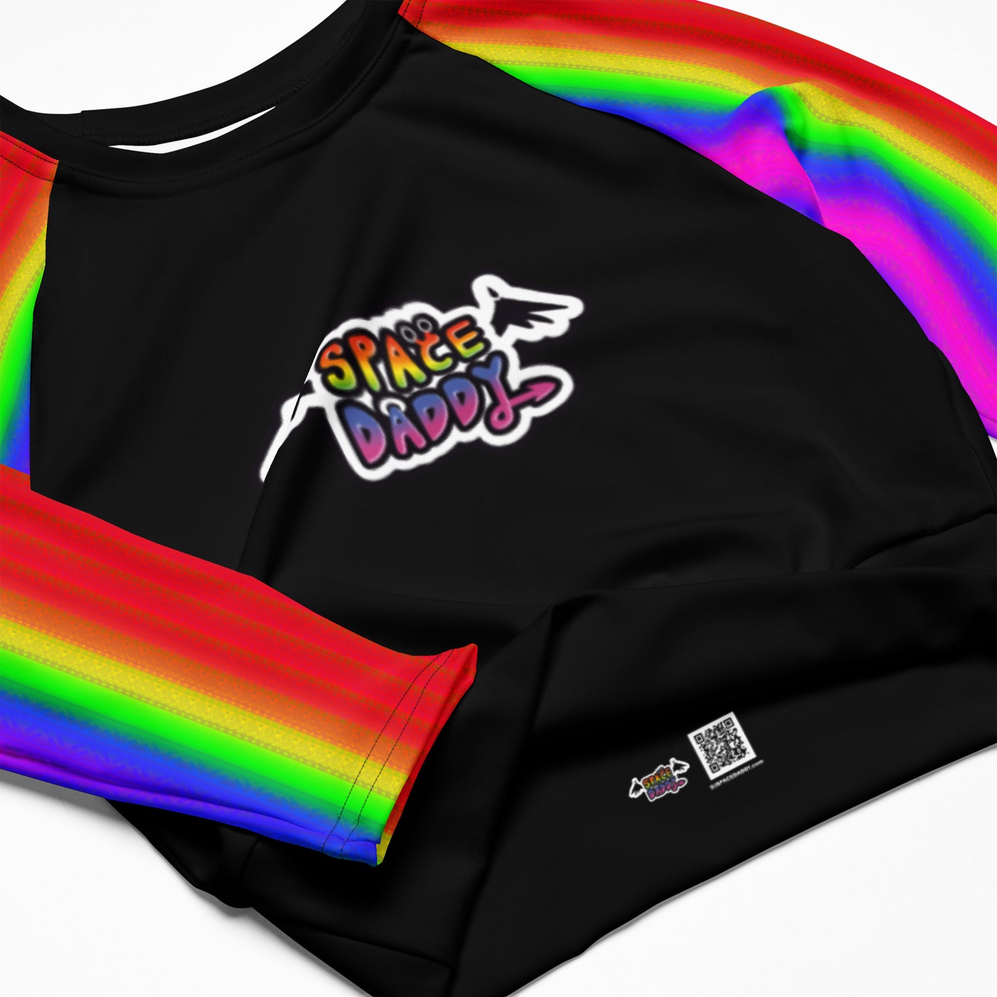 Space Daddy Women's Rainbow Angel Long Sleeve Recycled Crop Top