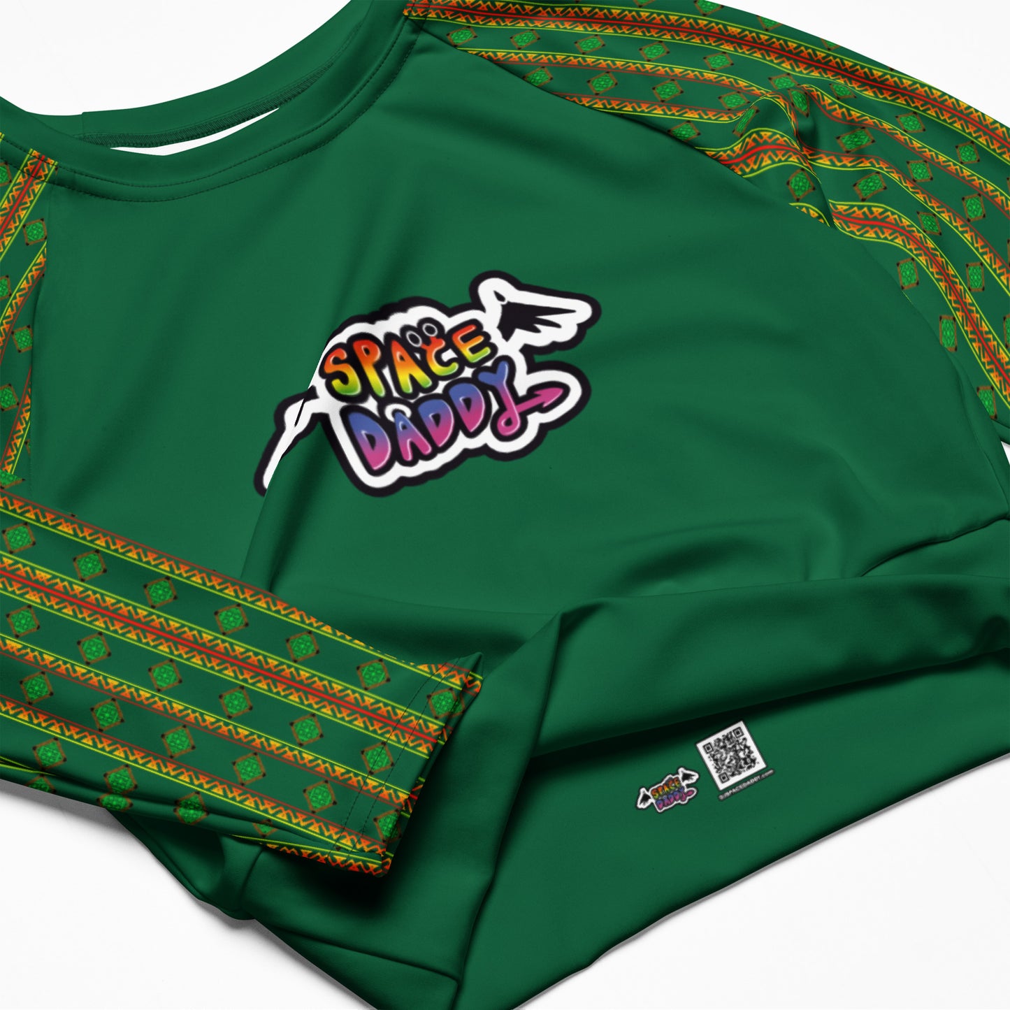 Space Daddy Women's Alien Emerald Recycled Long Sleeve Crop Top