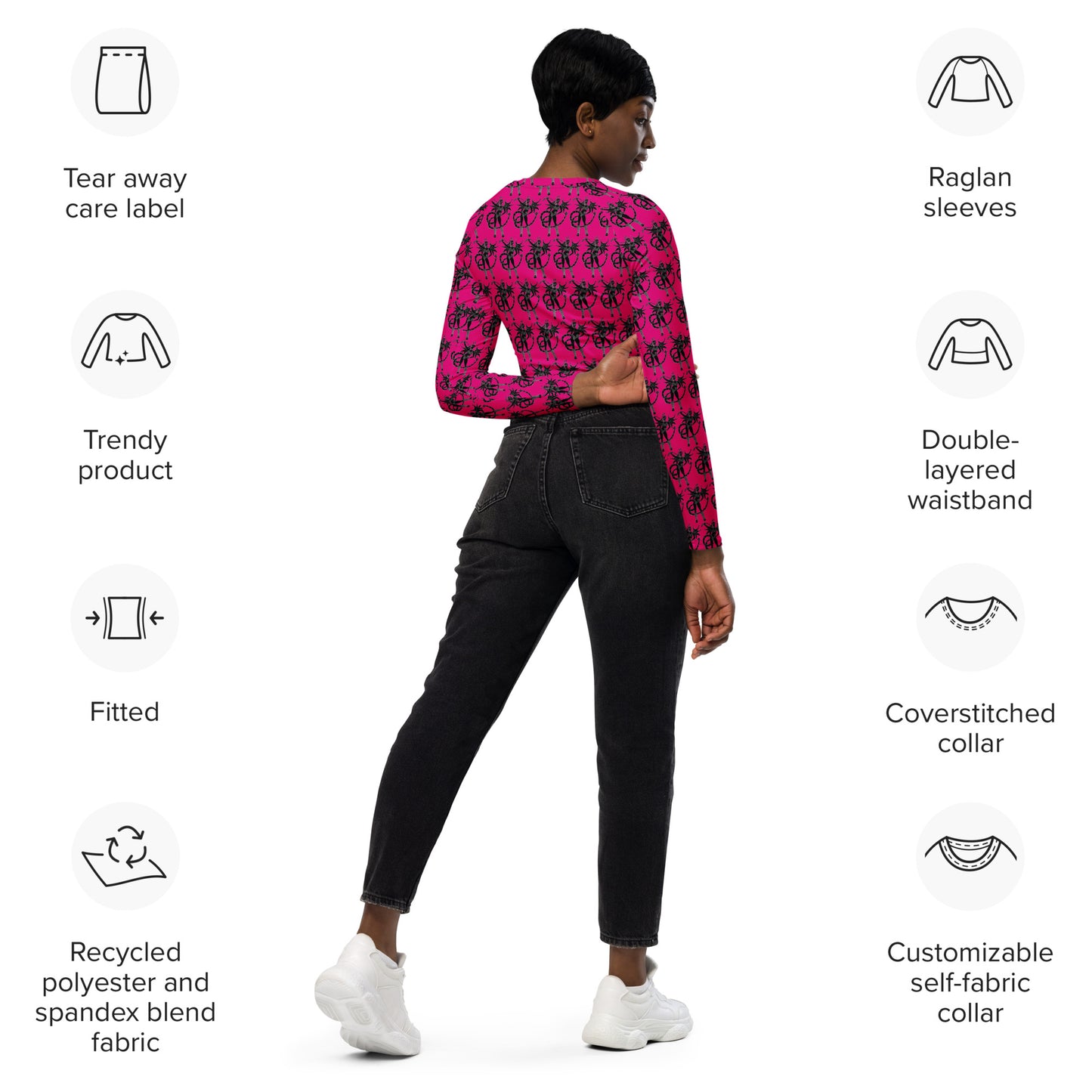 Space Daddy Women's Naughty Angel Recycled Long Sleeve Crop Top