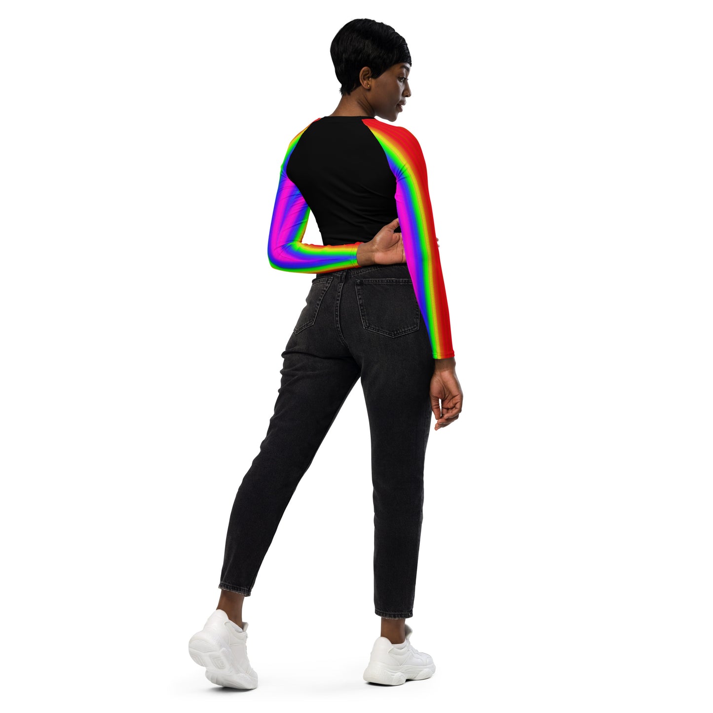 Space Daddy Women's Rainbow Angel Long Sleeve Recycled Crop Top
