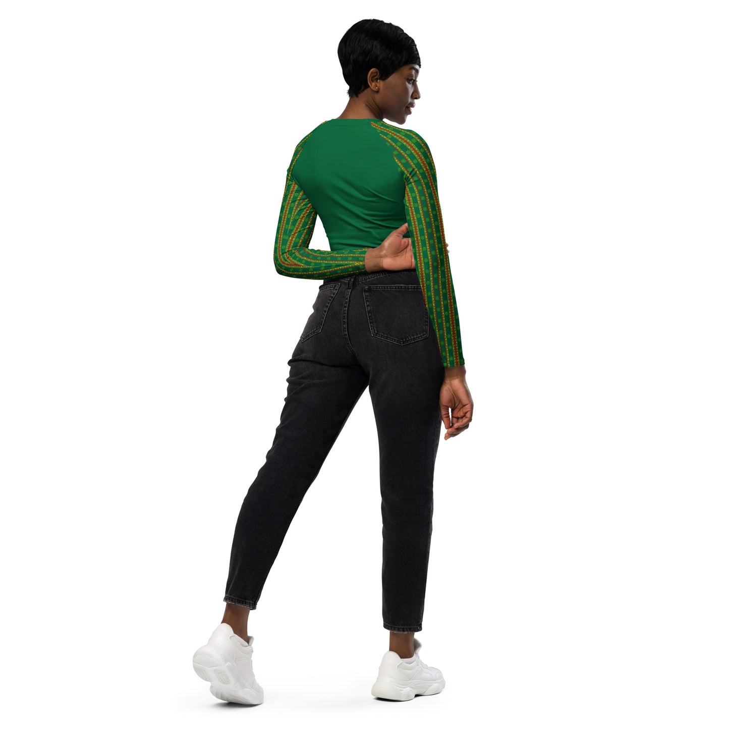 Space Daddy Women's Alien Emerald Recycled Long Sleeve Crop Top