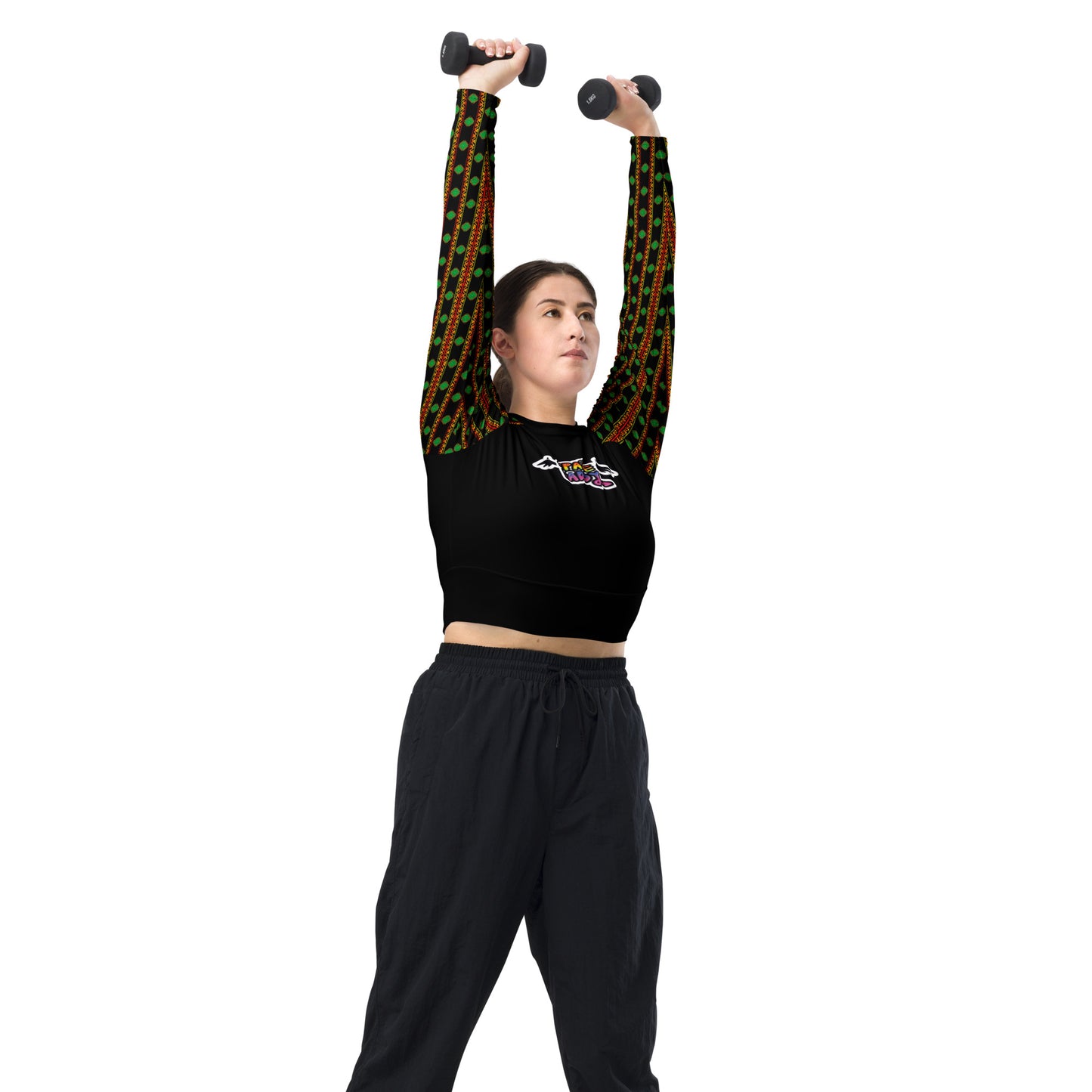 Space Daddy Women's Twilight Emerald Recycled Long Sleeve Crop Top