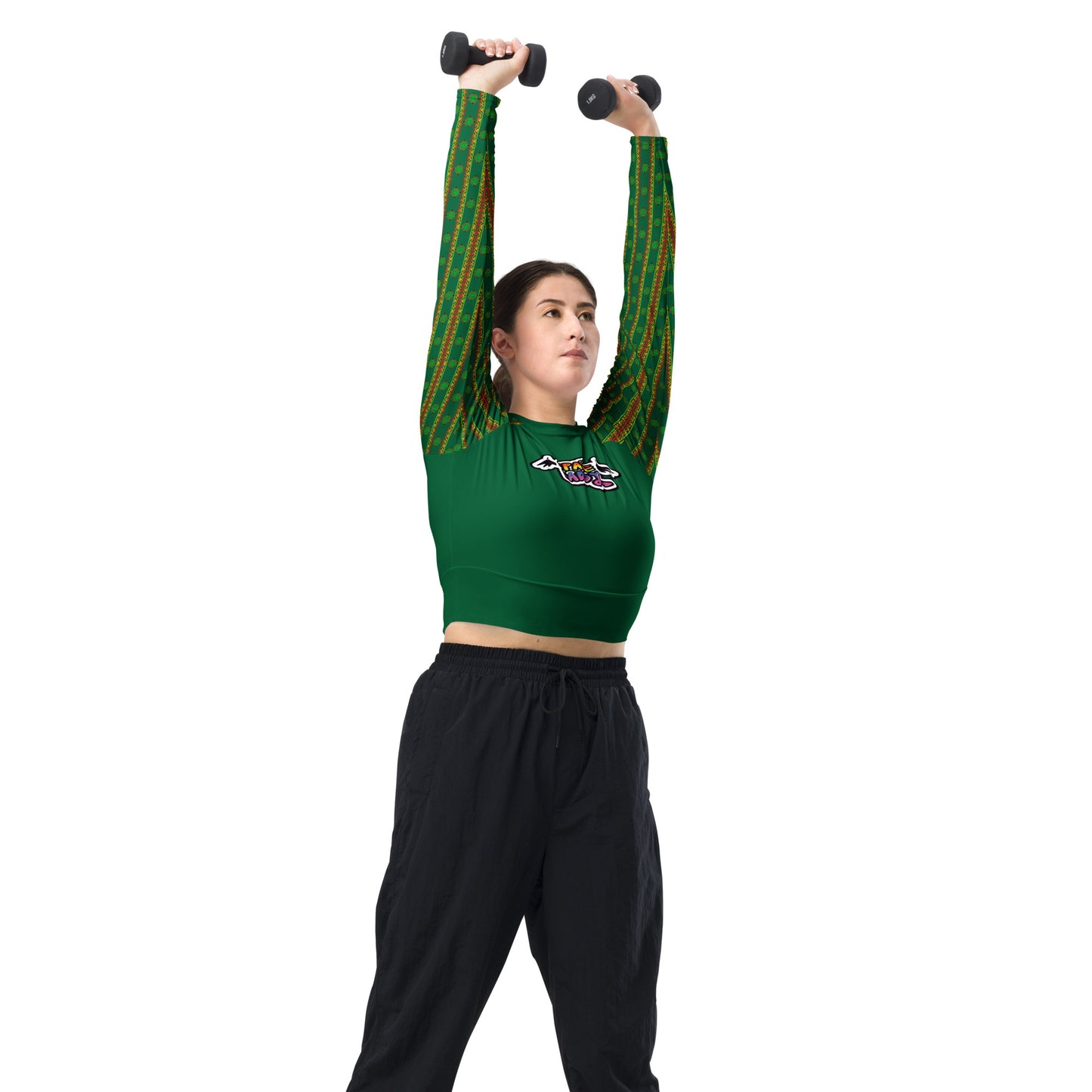 Space Daddy Women's Alien Emerald Recycled Long Sleeve Crop Top