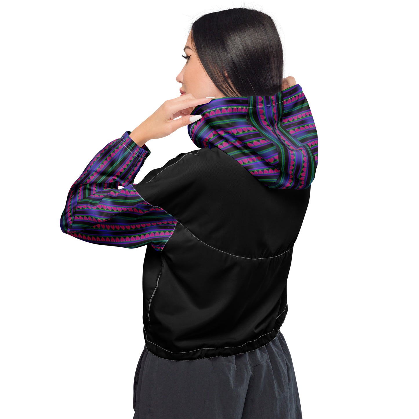 Space Daddy Women's Dark Heart Cropped Windbreaker