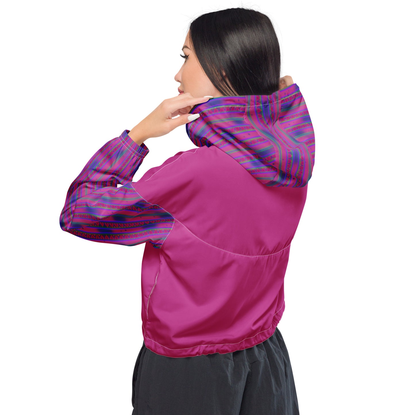 Space Daddy Women's Heart Lace Cropped Windbreaker