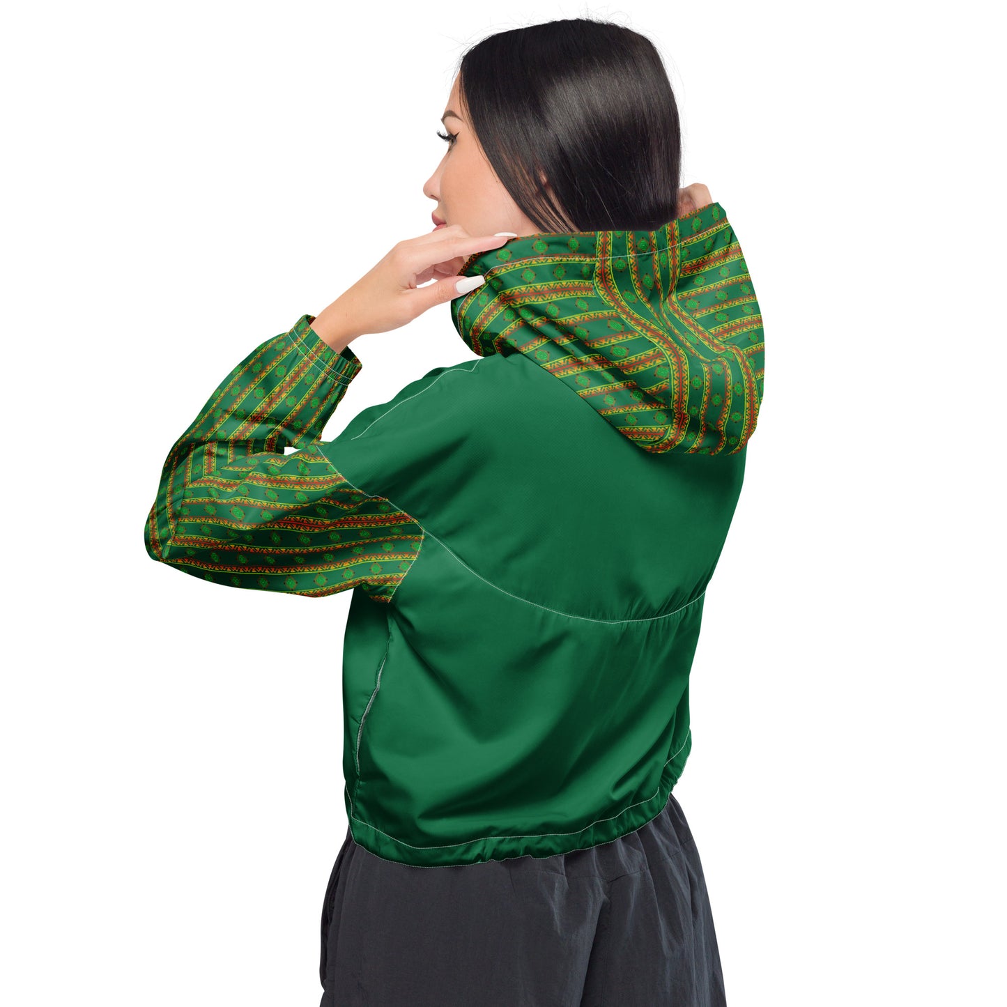 Space Daddy Women's Alien Emerald Cropped Windbreaker