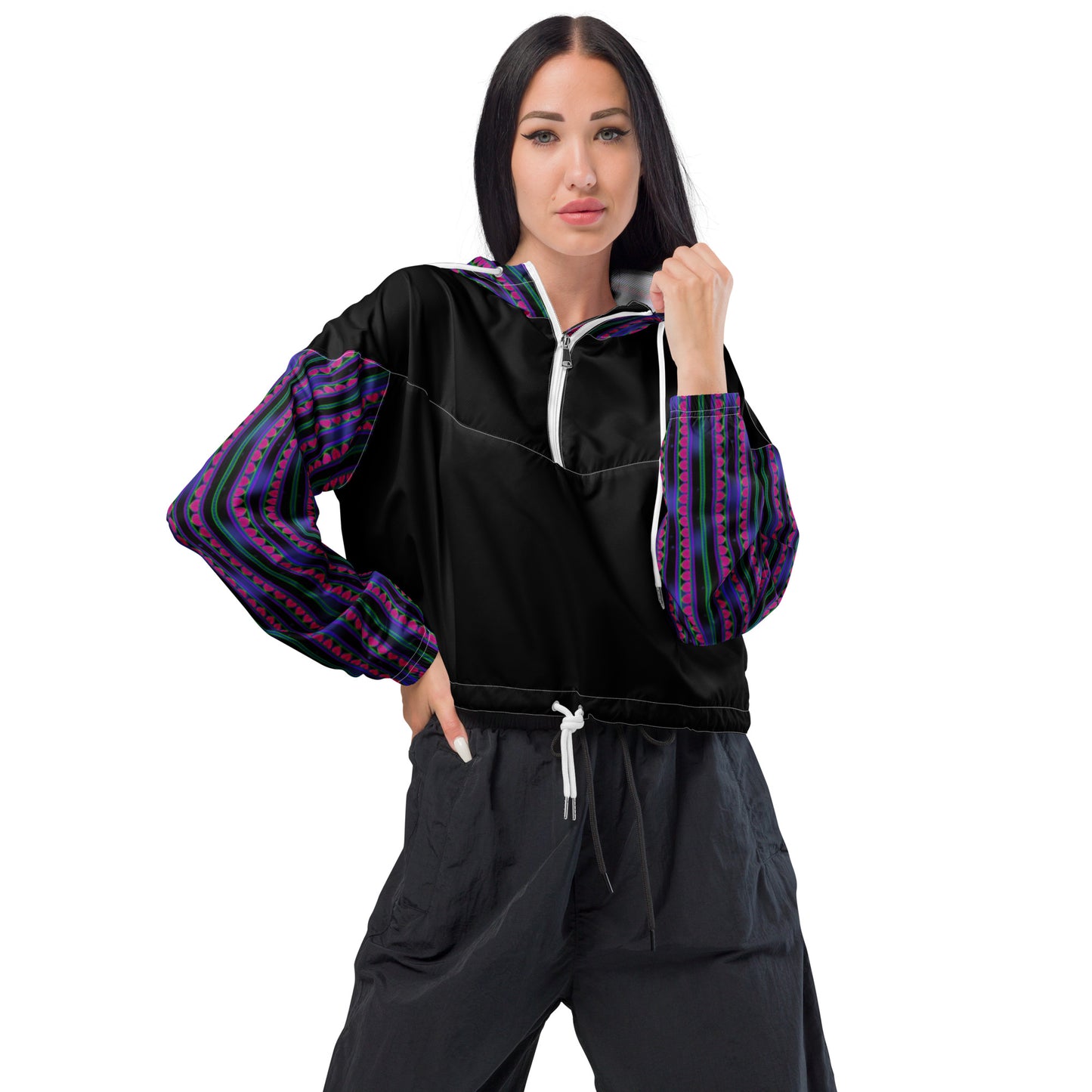 Space Daddy Women's Dark Heart Cropped Windbreaker