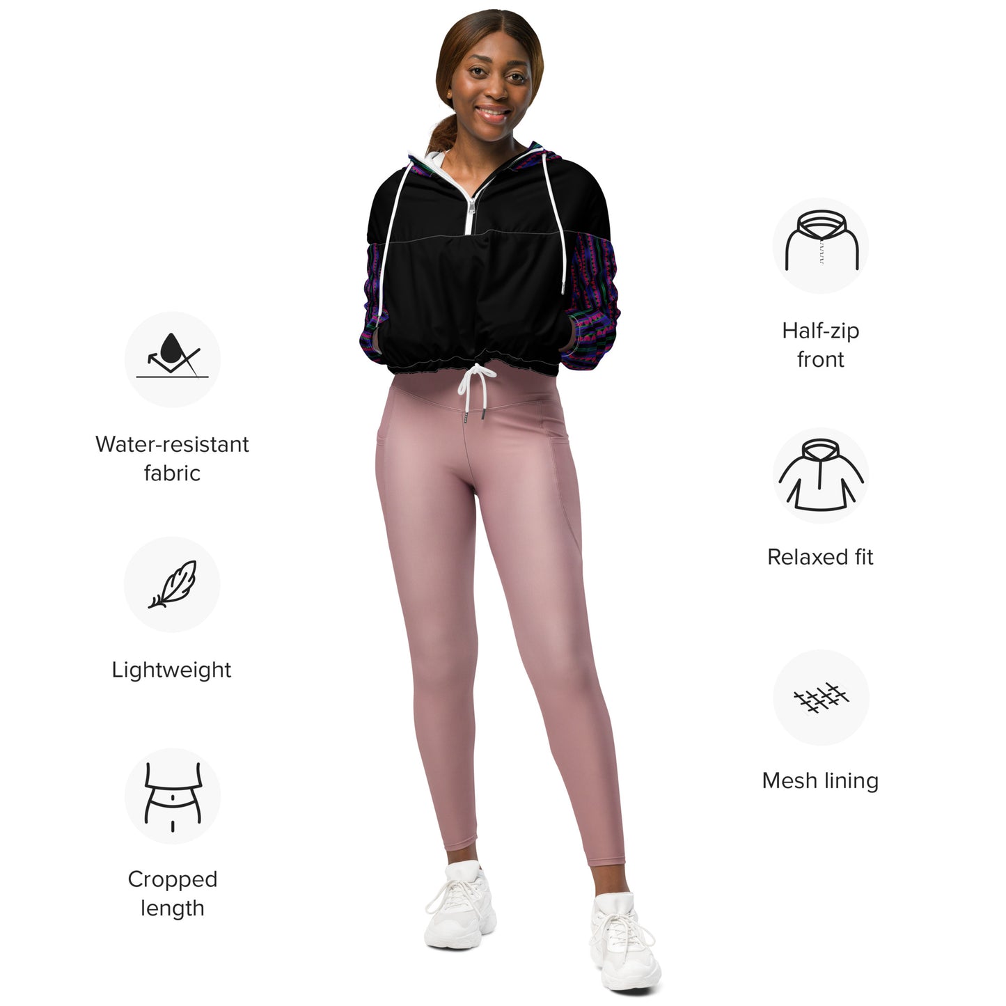 Space Daddy Women's Dark Heart Cropped Windbreaker