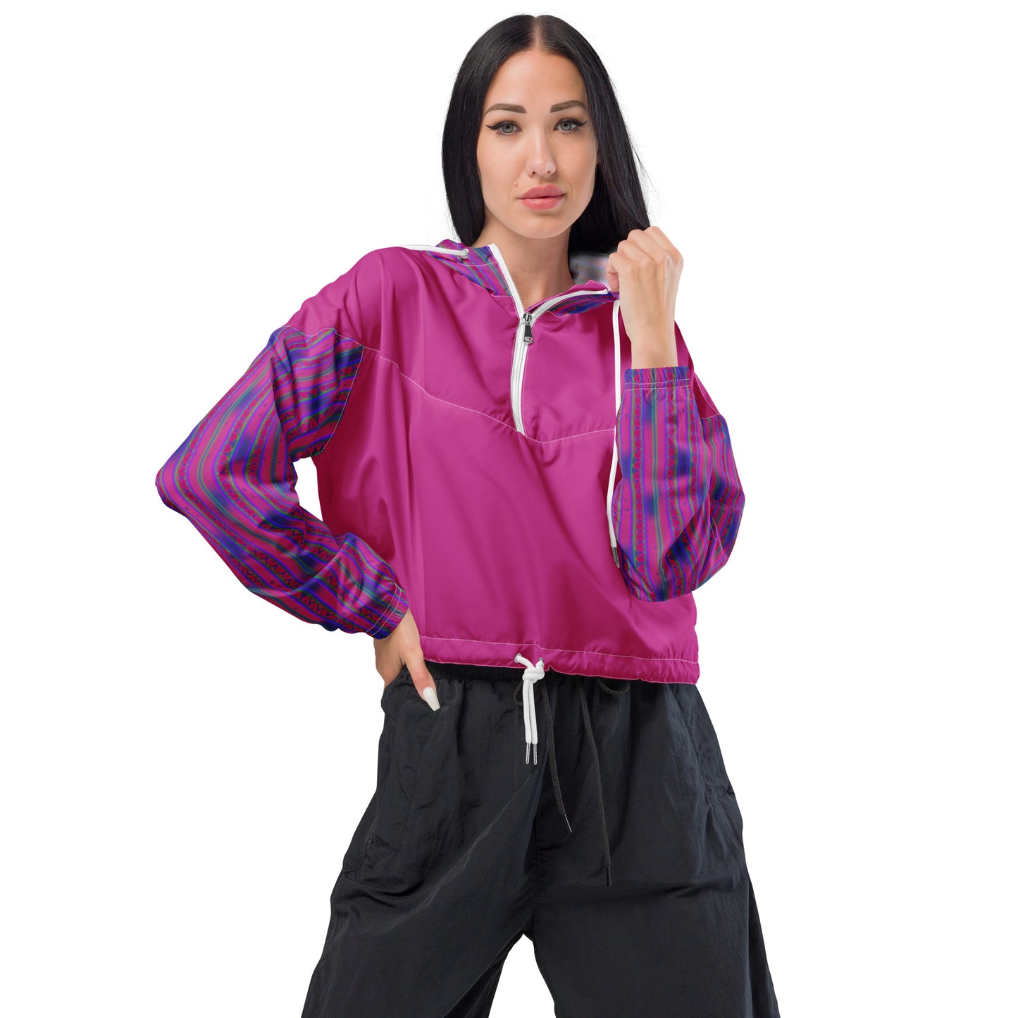Space Daddy Women's Heart Lace Cropped Windbreaker
