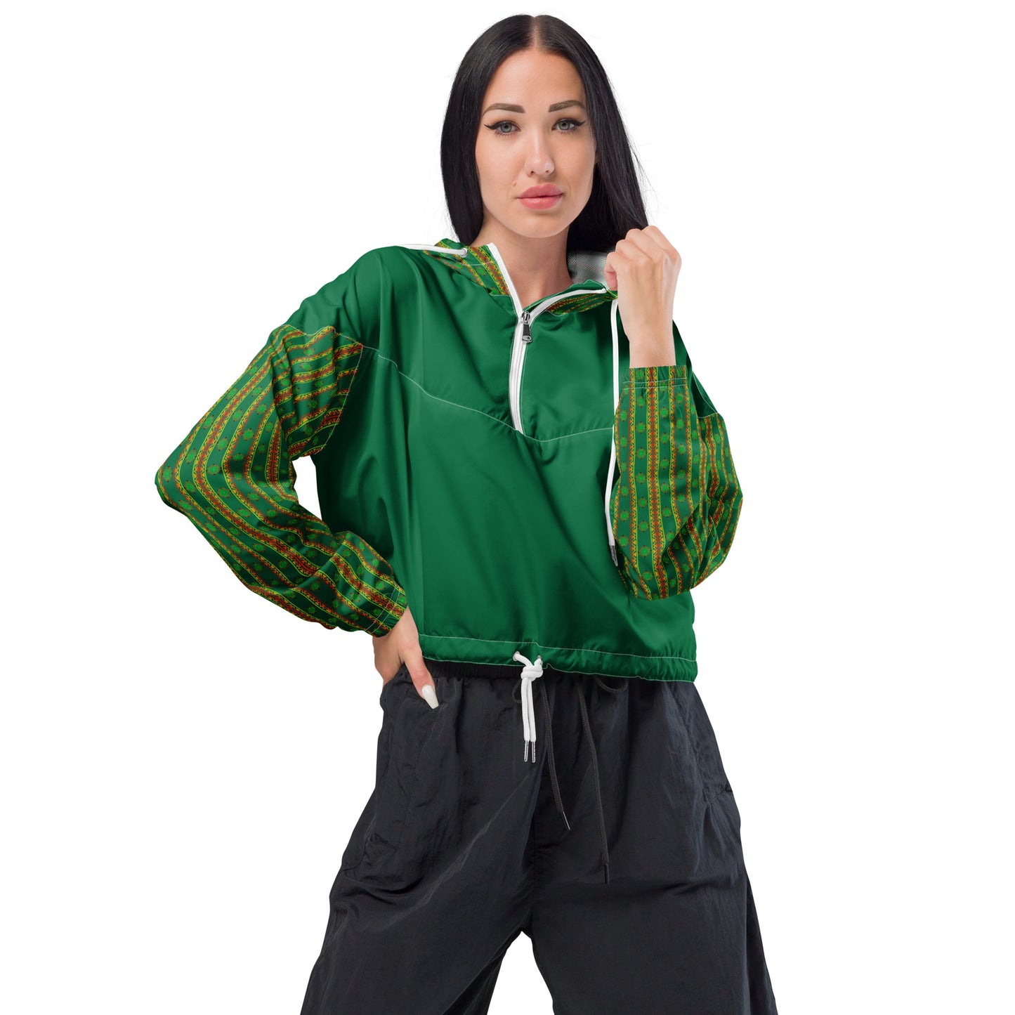 Space Daddy Women's Alien Emerald Cropped Windbreaker