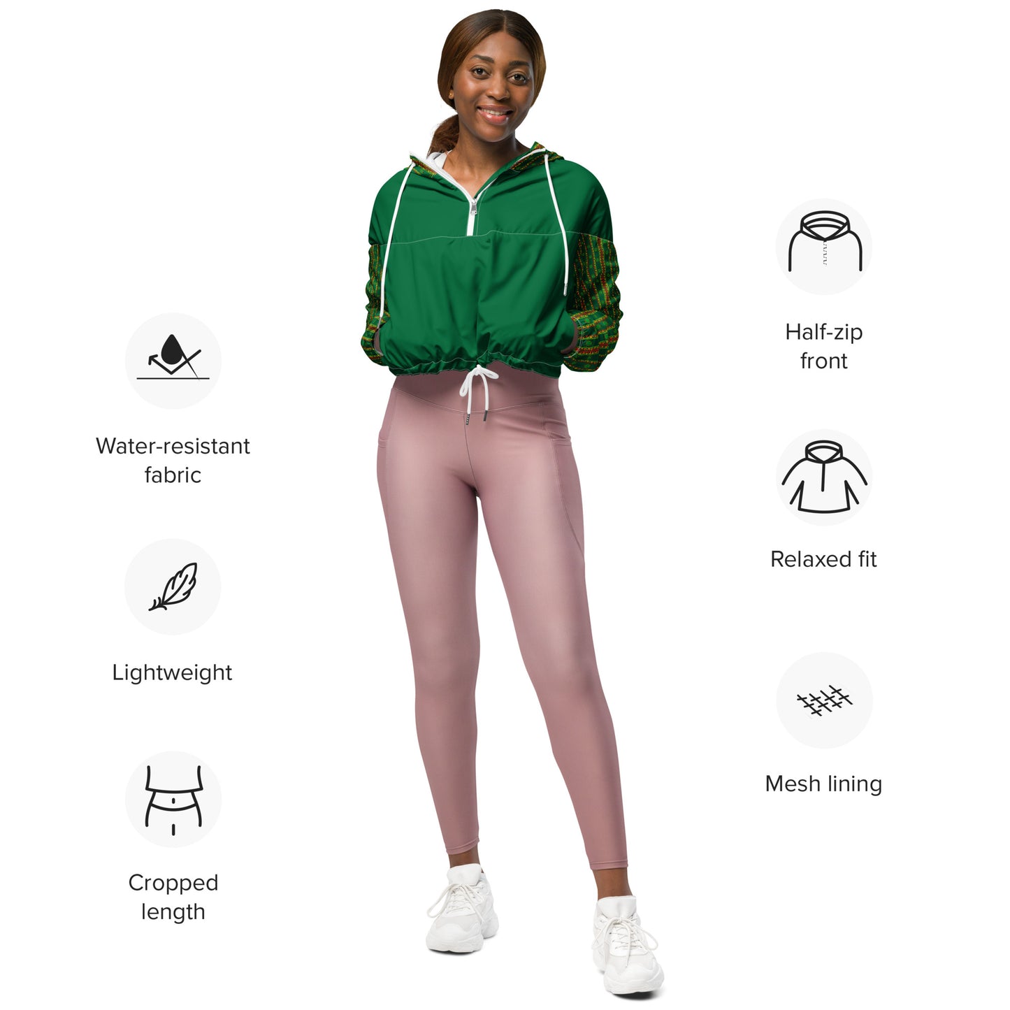Space Daddy Women's Alien Emerald Cropped Windbreaker