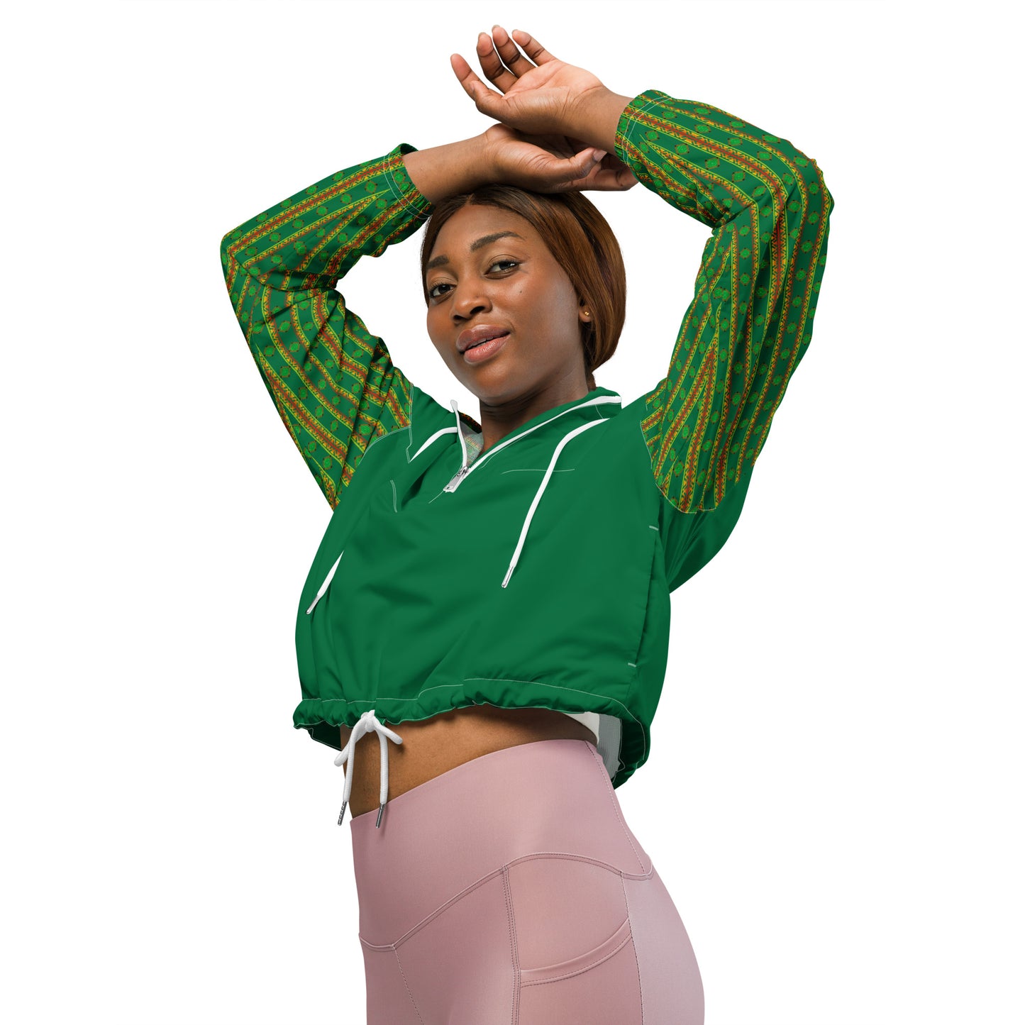 Space Daddy Women's Alien Emerald Cropped Windbreaker