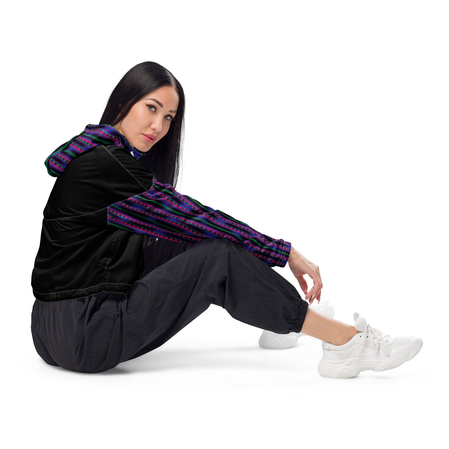 Space Daddy Women's Dark Heart Cropped Windbreaker