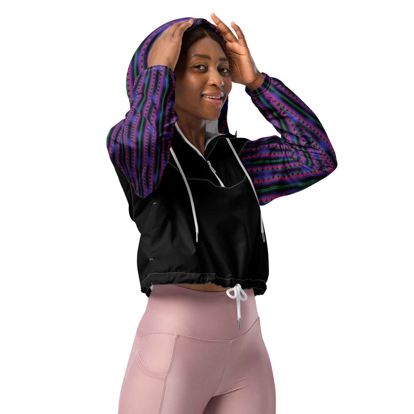 Space Daddy Women's Dark Heart Cropped Windbreaker