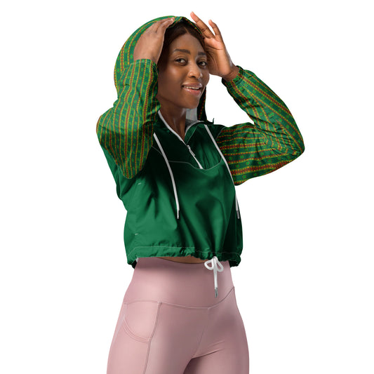Space Daddy Women's Alien Emerald Cropped Windbreaker