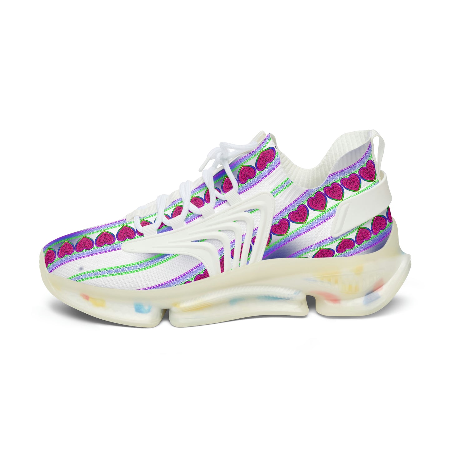 Women's Daddy's Angel Heavenly Heart White Mesh Athletic Sneakers