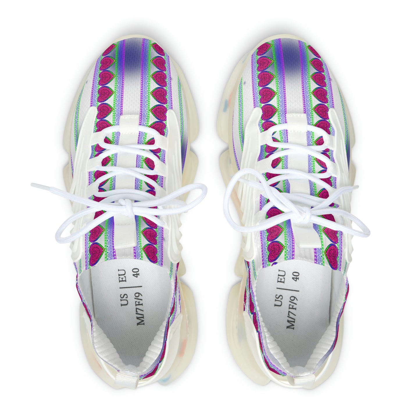 Women's Daddy's Angel Heavenly Heart White Mesh Athletic Sneakers