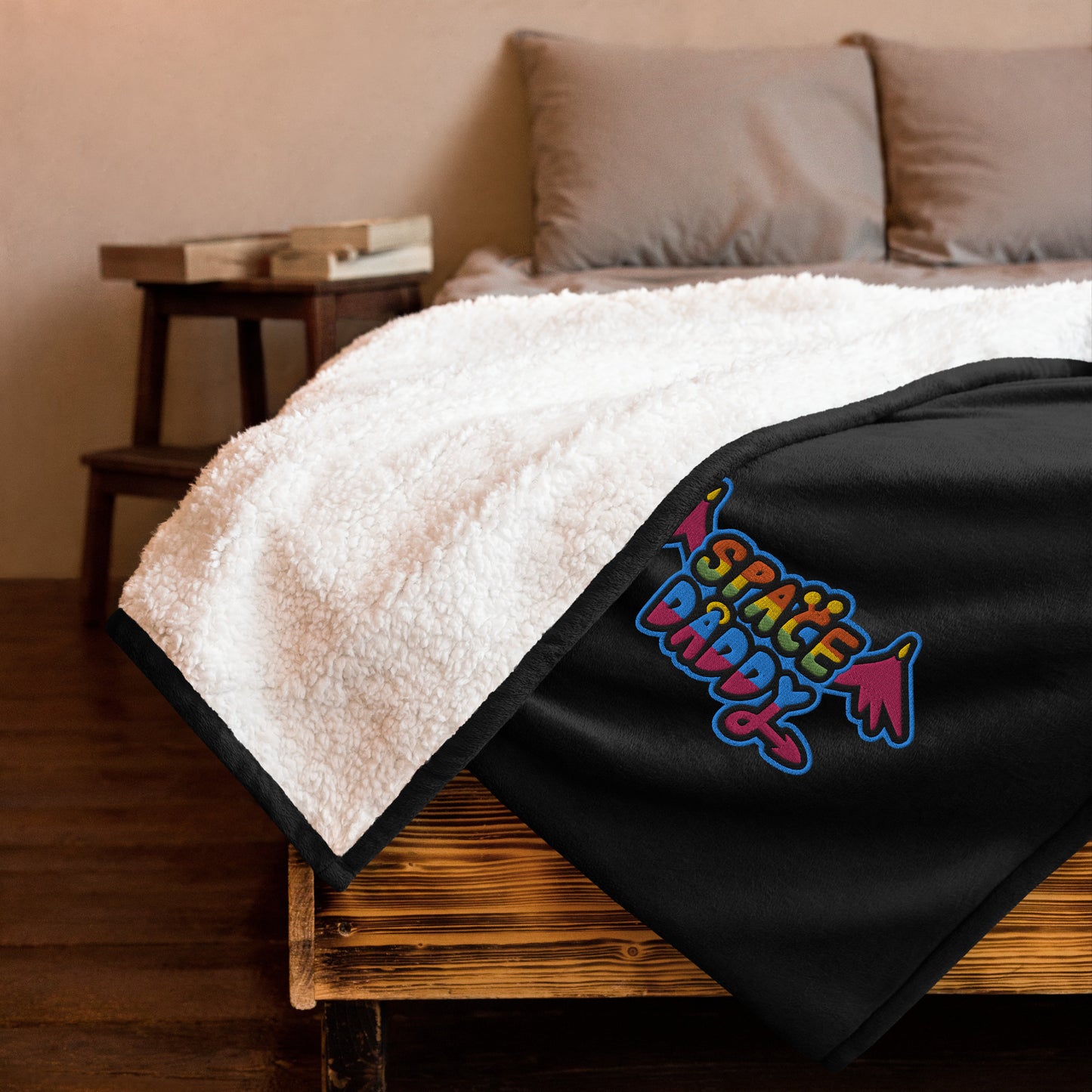 Space Daddy Embroidered Sherpa Fleece Blanket 50" x 60"