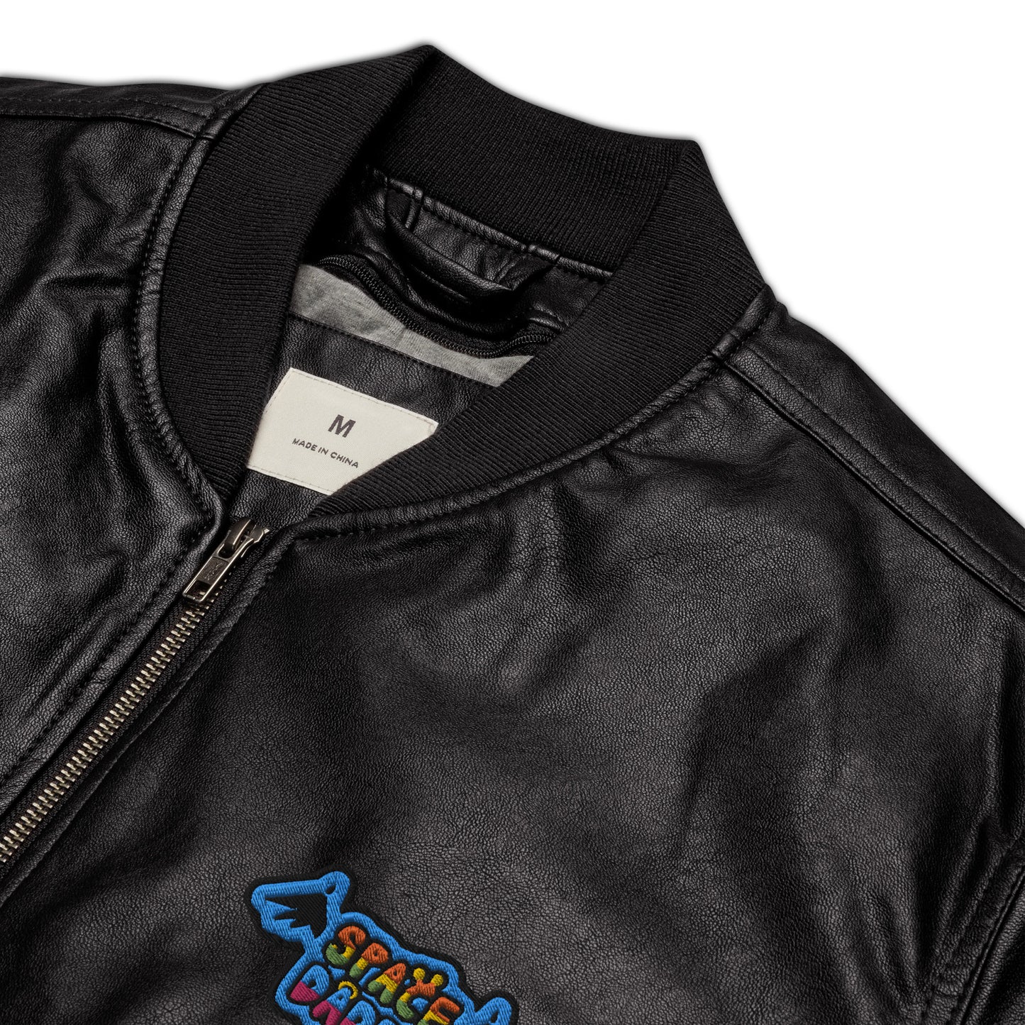 Space Daddy Faux Leather Bomber Jacket