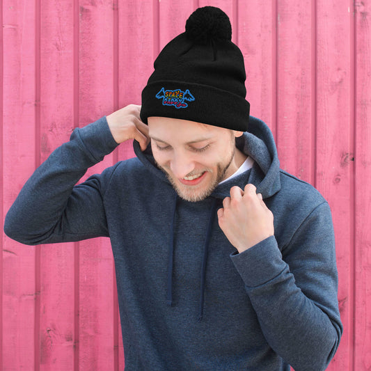Space Daddy Black Wing Pom-Pom Beanie