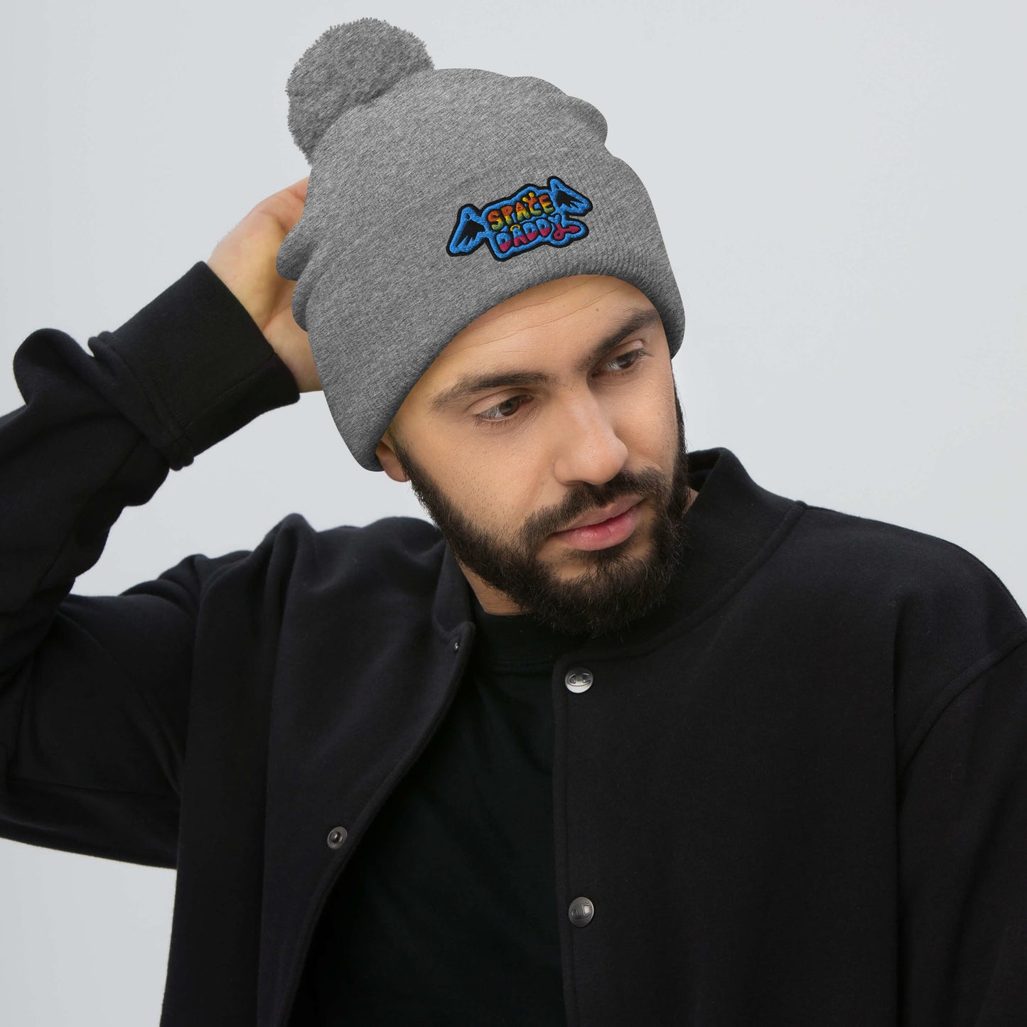 Space Daddy Black Wing Pom-Pom Beanie