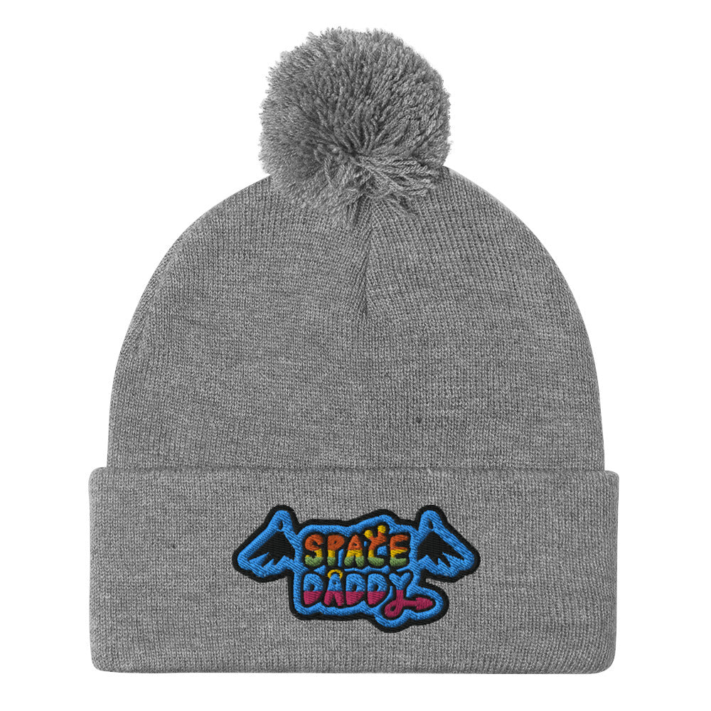 Space Daddy Black Wing Pom-Pom Beanie