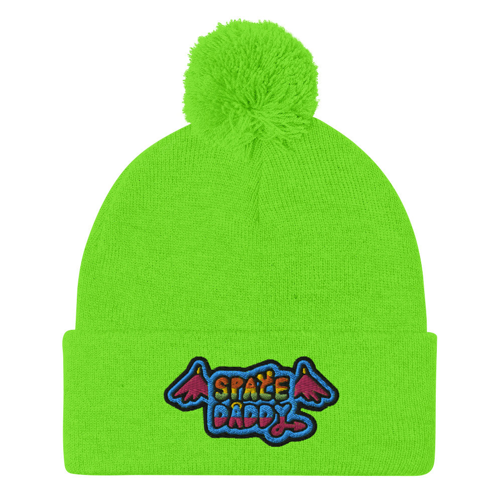 Space Daddy Pink Wing Pom-Pom Beanie
