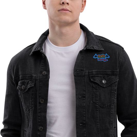 Space Daddy Embroidered Black Denim Jacket