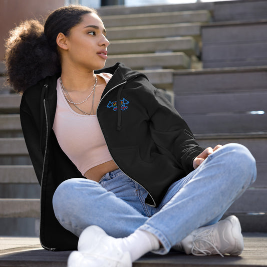Space Daddy Embroidered Black Zip Hoodie