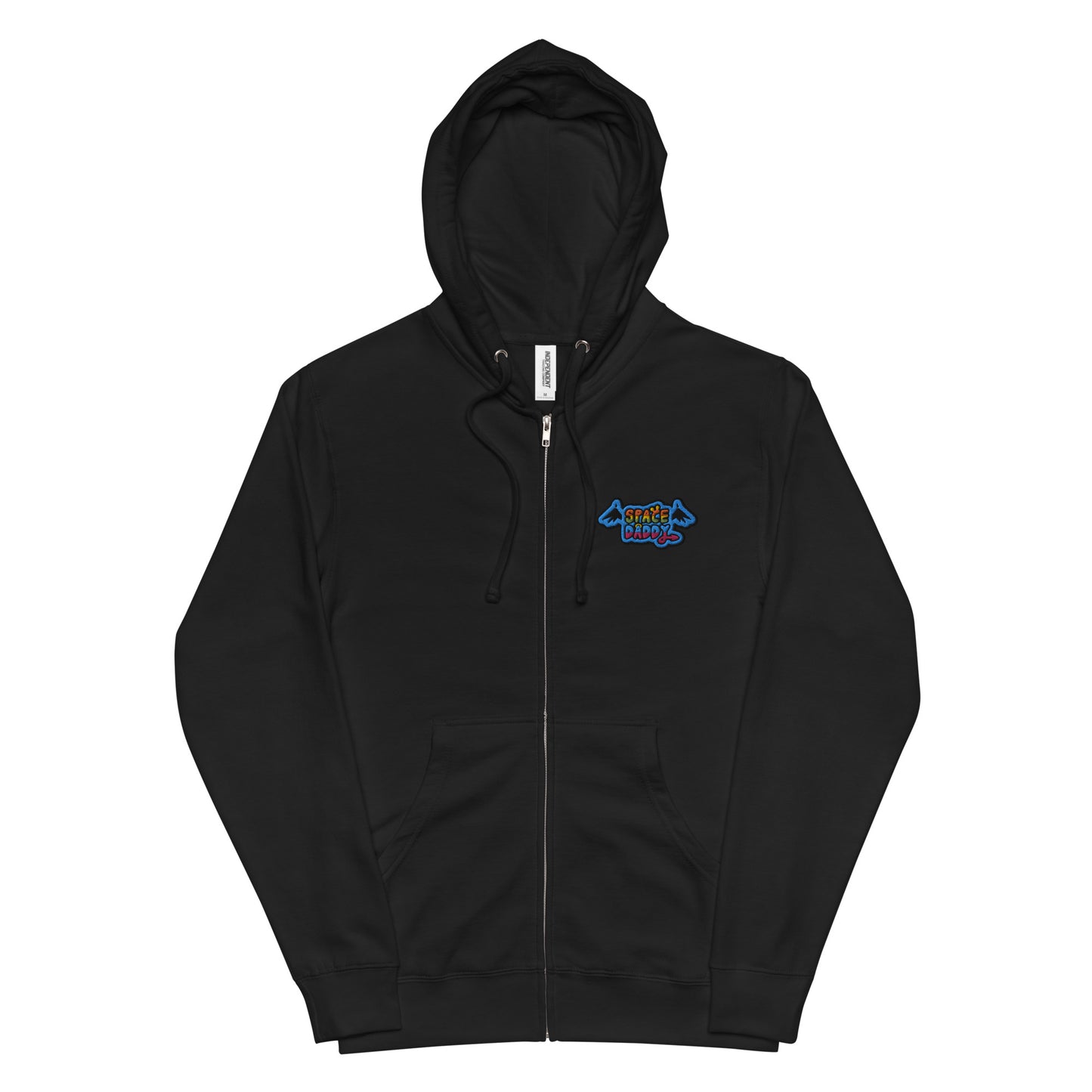 Space Daddy Embroidered Black Zip Hoodie